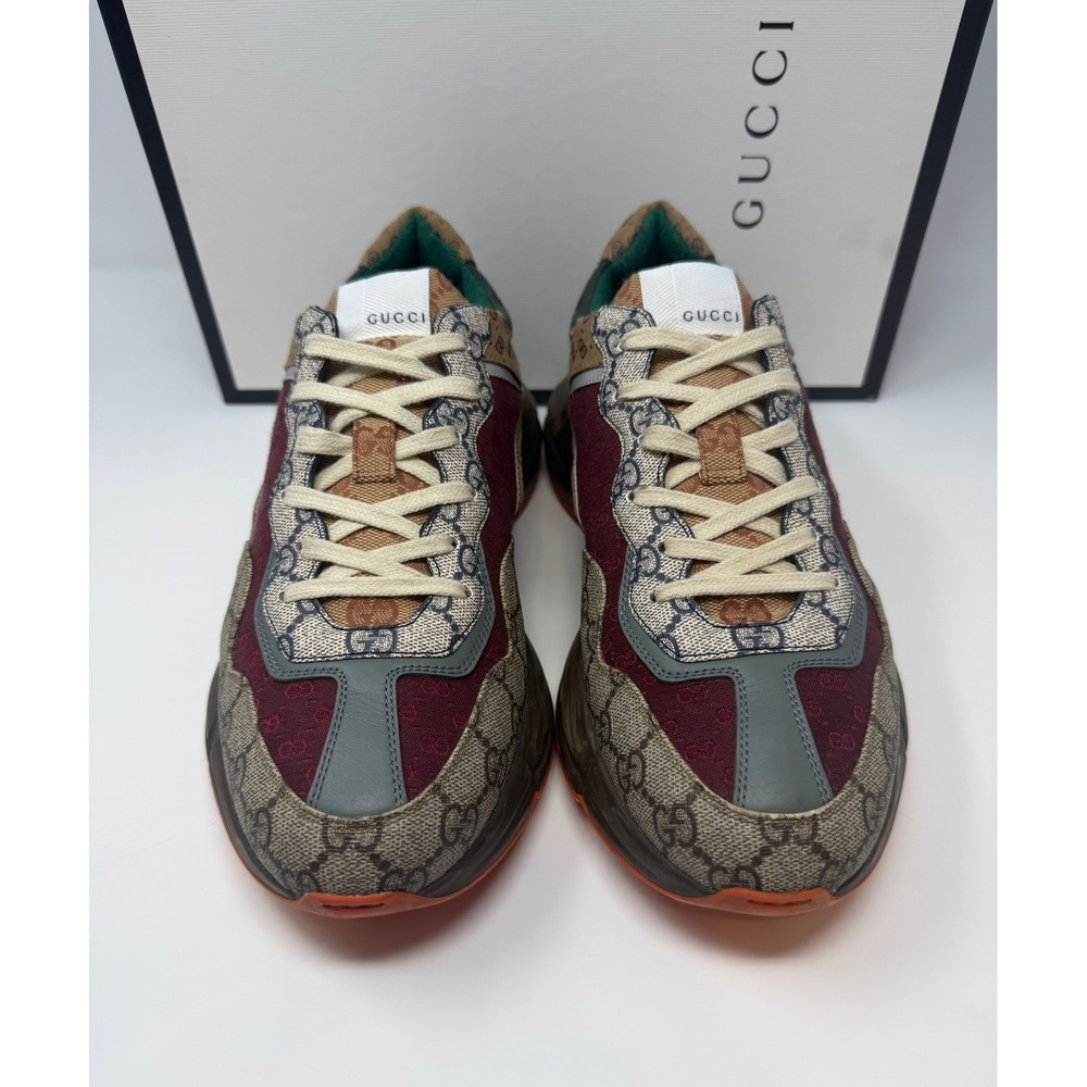 Gucci Rhyton GG Monogram Sneaker Beige/Brick Red Size 10 US 9 Gucci - Picture 2 of 9